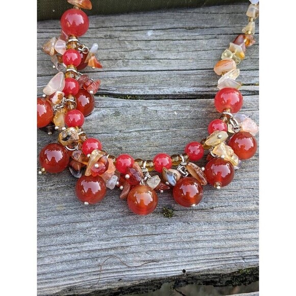 Vintage Carnelian & Quartz Demi Parure Set // Southwestern Necklace and Bracelet - Picture 6 of 10